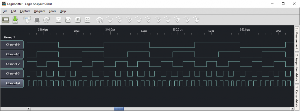 LogicSniffer channels output